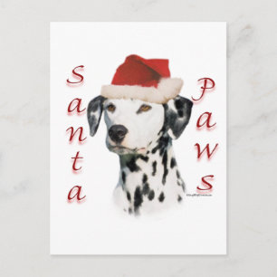 Cartes Pour Fêtes Annuelles Père Noël Paws de Dalmatie noire