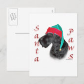 Cartes Pour Fêtes Annuelles Père Noël Paws de Schnauzer géant (Devant / Derrière)