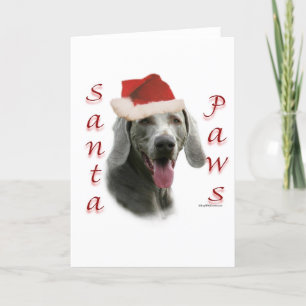 Cartes Pour Fêtes Annuelles Père Noël Paws de Weimaraner
