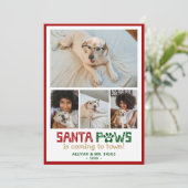 Cartes Pour Fêtes Annuelles Père Noël Paws Photo Chien (Debout devant)