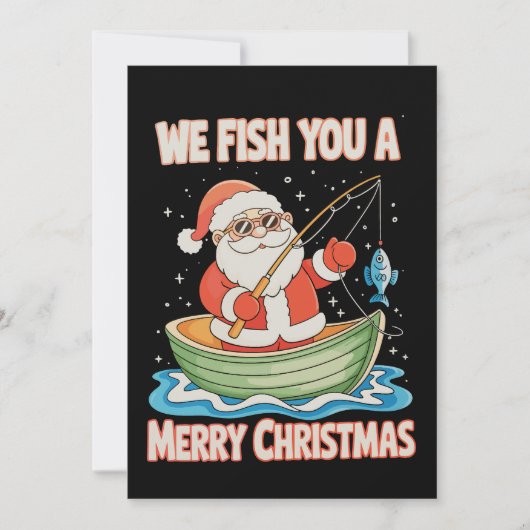 Cartes Pour Fêtes Annuelles Père Noël Pêche Noël Pêcheur de poisson Noël (Devant)