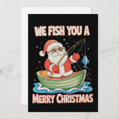 Cartes Pour Fêtes Annuelles Père Noël Pêche Noël Pêcheur de poisson Noël (Devant / Derrière)