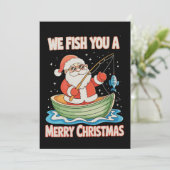Cartes Pour Fêtes Annuelles Père Noël Pêche Noël Pêcheur de poisson Noël (Debout devant)