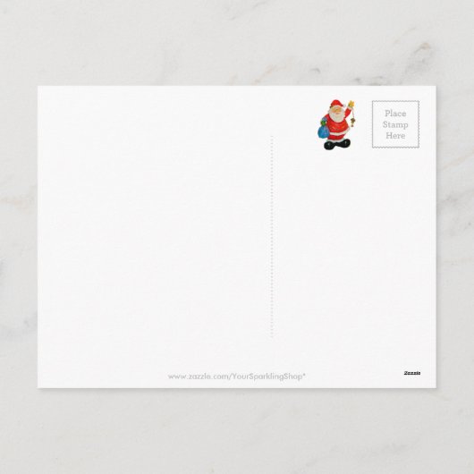 Cartes Pour Fêtes Annuelles Père Noël Père Noël avec sac et étoile (Dos)