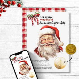 Cartes Pour Fêtes Annuelles Père Noël Personnalisé a Besoin de Votre Aide Souh