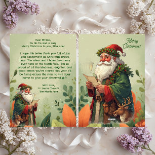 Cartes Pour Fêtes Annuelles Père Noël personnalisé Pôle Nord Renne Vert