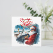 Cartes Pour Fêtes Annuelles "Père Noël Pilot in the Cockpit Aviation thème (Debout devant)