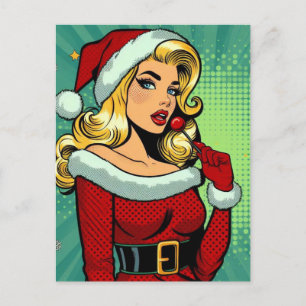 Cartes Pour Fêtes Annuelles Père Noël Pinup : Pop Art Glam