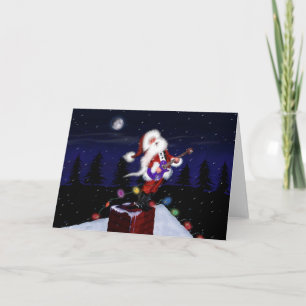 Cartes Pour Fêtes Annuelles Père Noël Plays Guitare