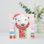 Cartes Pour Fêtes Annuelles Père Noël Polar Bear budget Noël (Debout devant)