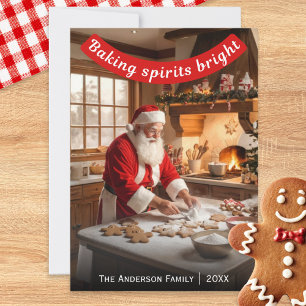 Cartes Pour Fêtes Annuelles Père Noël préparant des biscuits de Noël pour illu