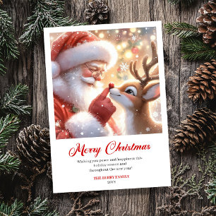 Cartes Pour Fêtes Annuelles Père Noël radieux et joyeux Noël avec Rudolph