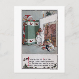 Cartes Pour Fêtes Annuelles Père Noël Regardez derrière l'écran