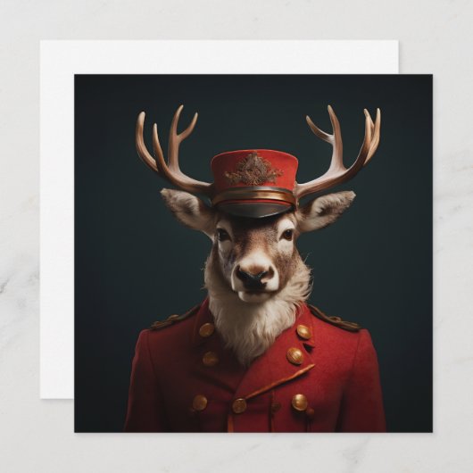 Cartes Pour Fêtes Annuelles Père Noël Reindeer (Devant / Derrière)