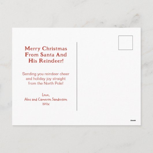 Cartes Pour Fêtes Annuelles Père Noël Reindeer Noël (Dos)