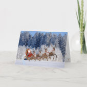 Cartes Pour Fêtes Annuelles Père Noël Reindeer Pins de Neige Ajouter des noms (Devant)