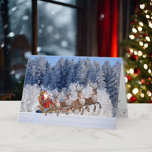 Cartes Pour Fêtes Annuelles Père Noël Reindeer Pins de Neige Ajouter des noms
