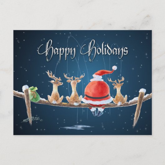 Cartes Pour Fêtes Annuelles PÈRE NOËL & REINDEER & TEXT par SHARON SHARPE (Devant)