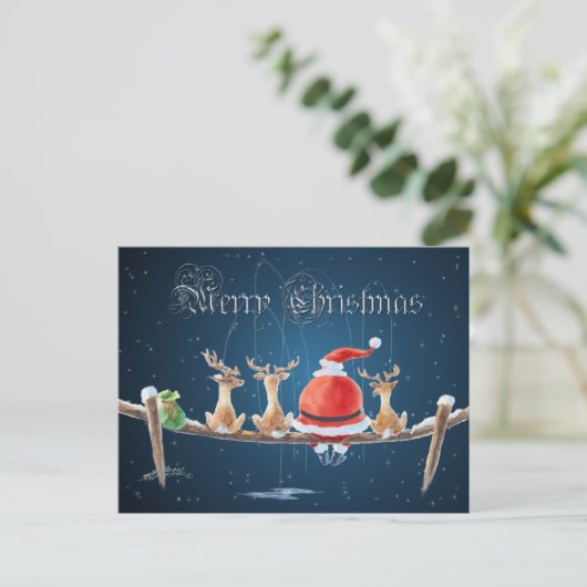 Cartes Pour Fêtes Annuelles PÈRE NOËL & REINDEER & TEXT par SHARON SHARPE (Debout devant)