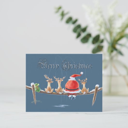 Cartes Pour Fêtes Annuelles PÈRE NOËL & REINDEER & TEXT par SHARON SHARPE (Debout devant)