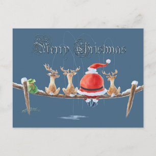 Cartes Pour Fêtes Annuelles père Noël & REINDEER & TEXT par SHARON SHARPE