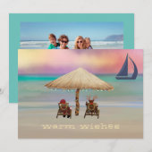 Cartes Pour Fêtes Annuelles Père Noël Reindeer Tropical Island Summer Holiday (Devant / Derrière)