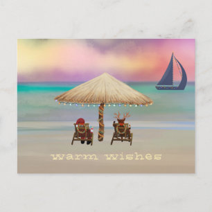 Cartes Pour Fêtes Annuelles père Noël Reindeer Tropical Island Summer Holiday