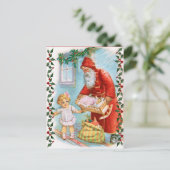 Cartes Pour Fêtes Annuelles Père Noël Remise des cadeaux de Noël (Debout devant)