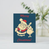 Cartes Pour Fêtes Annuelles Père Noël rétro personnalisée avec message (Debout devant)