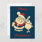 Cartes Pour Fêtes Annuelles Père Noël rétro personnalisée avec message (Devant / Derrière)