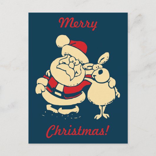 Cartes Pour Fêtes Annuelles Père Noël rétro personnalisée avec message (Devant)