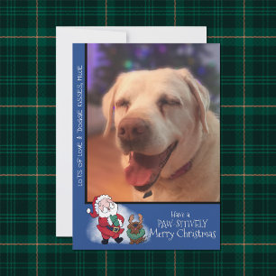 Cartes Pour Fêtes Annuelles Père Noël riant Renne Lab Photo Animal de Compagni