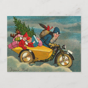 Cartes Pour Fêtes Annuelles Père Noël Rides a Motorcycle - Noël