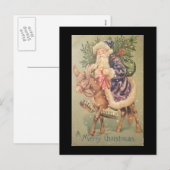 Cartes Pour Fêtes Annuelles Père Noël Riding Donkey (Devant / Derrière)