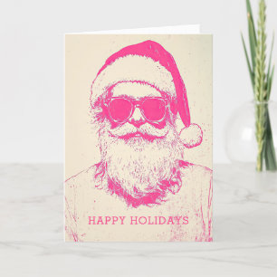Cartes Pour Fêtes Annuelles Père Noël rose amusant Noël décontracté