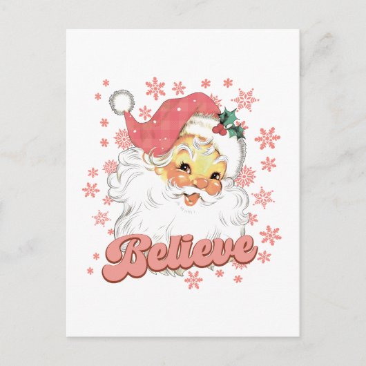 Cartes Pour Fêtes Annuelles père Noël rose Noël festif (Devant)