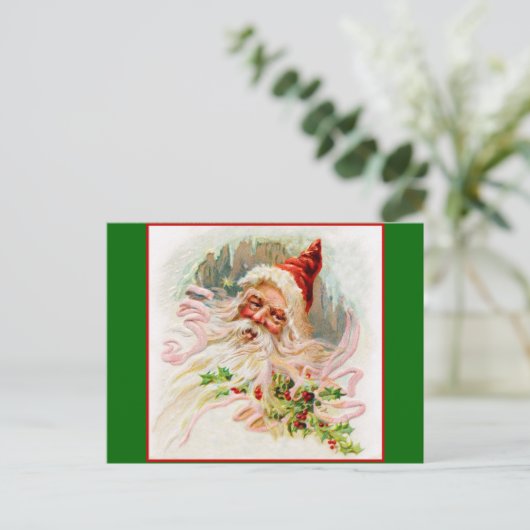 Cartes Pour Fêtes Annuelles Père Noël rose victorienne (Debout devant)