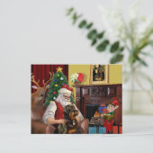 Cartes Pour Fêtes Annuelles Père Noël Rottweiler (Debout devant)