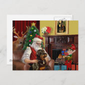 Cartes Pour Fêtes Annuelles Père Noël Rottweiler (Devant / Derrière)
