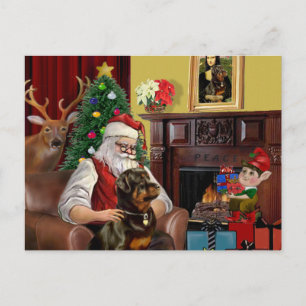 Cartes Pour Fêtes Annuelles Père Noël Rottweiler