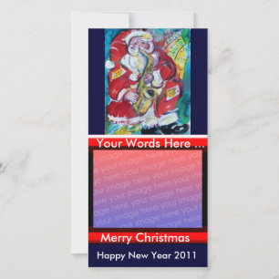 CARTES POUR FÊTES ANNUELLES PÈRE NOËL & SAX, PARTI NOËL