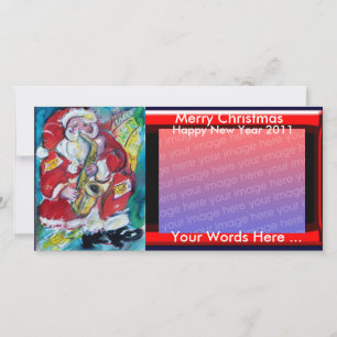 CARTES POUR FÊTES ANNUELLES PÈRE NOËL & SAX, PARTI NOËL