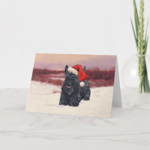 Cartes Pour Fêtes Annuelles Père Noël Scottie joueur dans la neige
