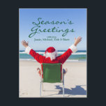 Cartes Pour Fêtes Annuelles Père Noël se reposant sur une plage australienne<br><div class="desc">Le Père Noël à la plage</div>