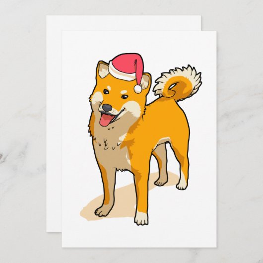 Cartes Pour Fêtes Annuelles Père Noël Shiba Inu Chien Noël (Devant / Derrière)