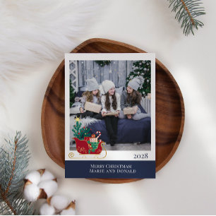 Cartes Pour Fêtes Annuelles Père Noël Sleigh Ajouter votre propre photo Noël