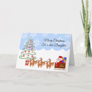 Cartes Pour Fêtes Annuelles Père Noël Sleigh Daughter Noël