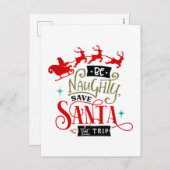 Cartes Pour Fêtes Annuelles Père Noël Sleigh Et Reindeer Noël Drôle (Devant / Derrière)
