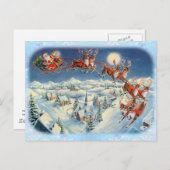 Cartes Pour Fêtes Annuelles PÈRE NOËL, SLEIGH et RENNE par SHARON SHARPE (Devant / Derrière)