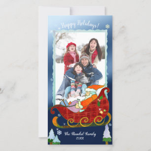 Cartes Pour Fêtes Annuelles père Noël Sleigh Festive Photo de vacances